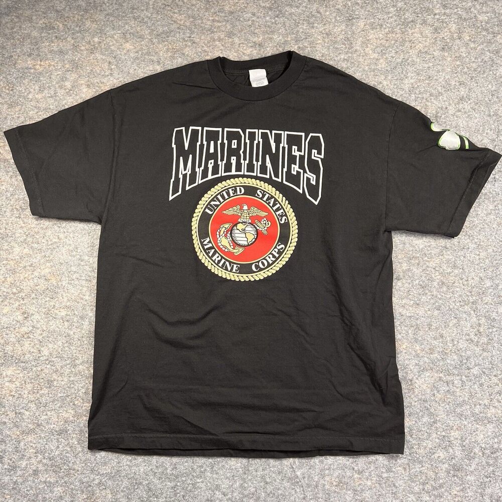 U.S. Marine Corps TShirt Men’s XL Short Sleeve USMC Semper Fi Clover Irish Patch